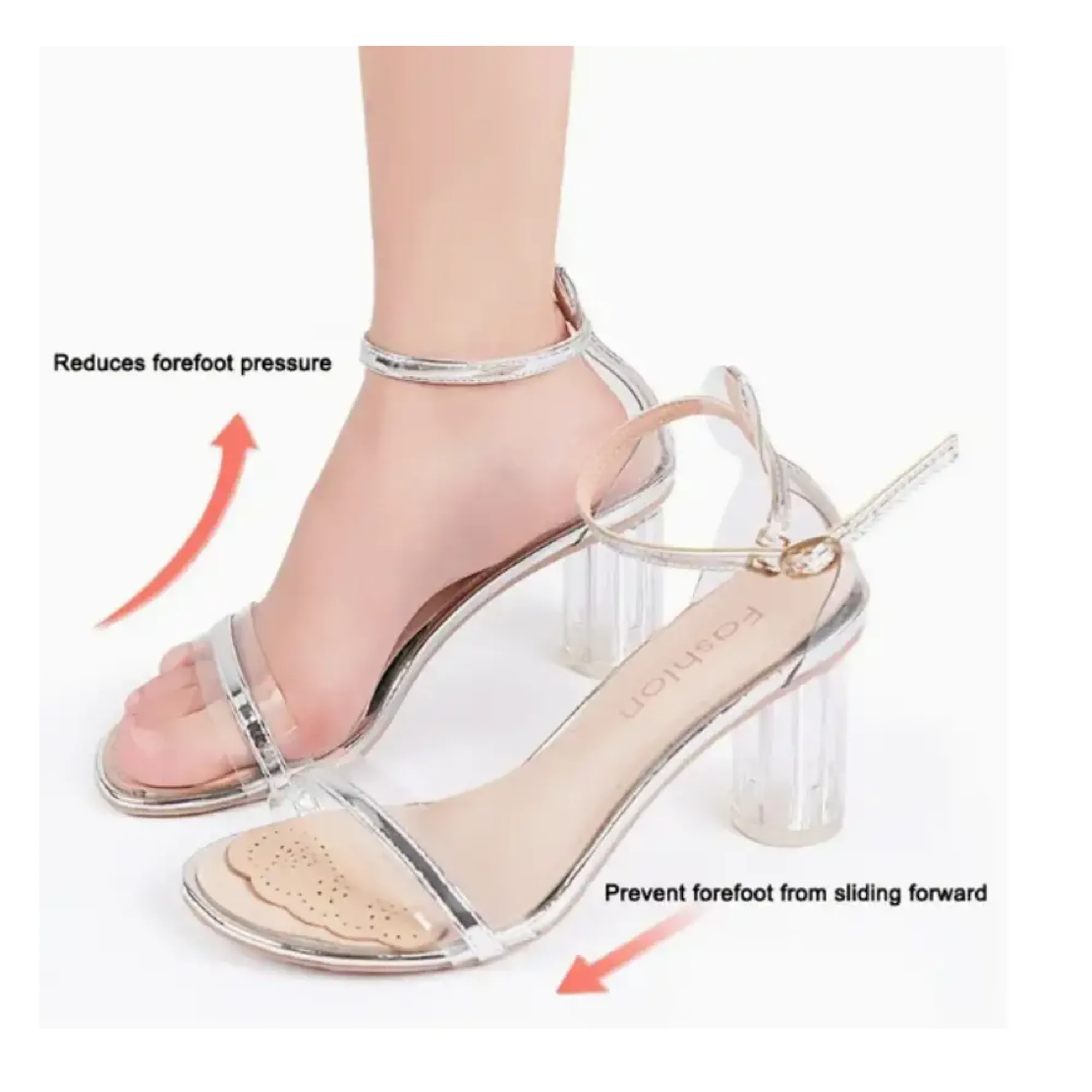 1pair Leather Forefoot Pad For Women Sandals High Heels Non-slip Shoes Insoles For Women's Shoes Insert Adhesive Anti Slip Stickers