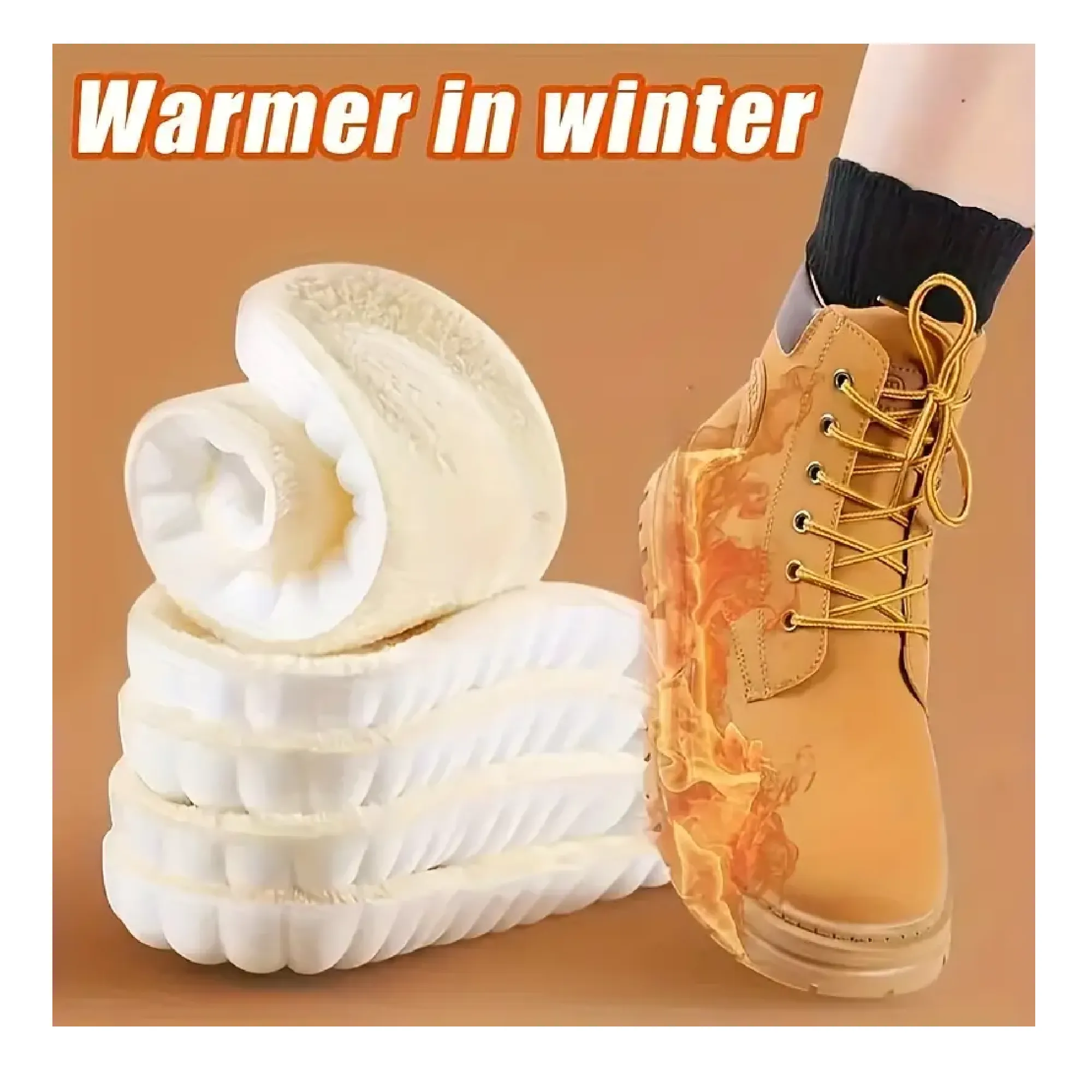 1Pair Winter Thermal Insoles For Shoes, Men Women Warm Self-heating Thick Insole, For Feet Sport Running Massage Insole