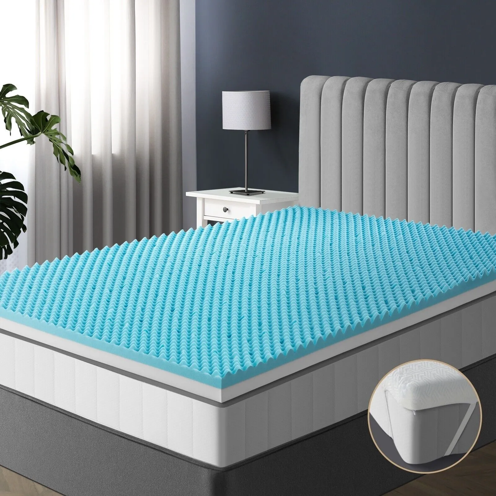 Bedra Memory Foam Mattress Topper Reversible Cool Gel Bed Mat 10cm King