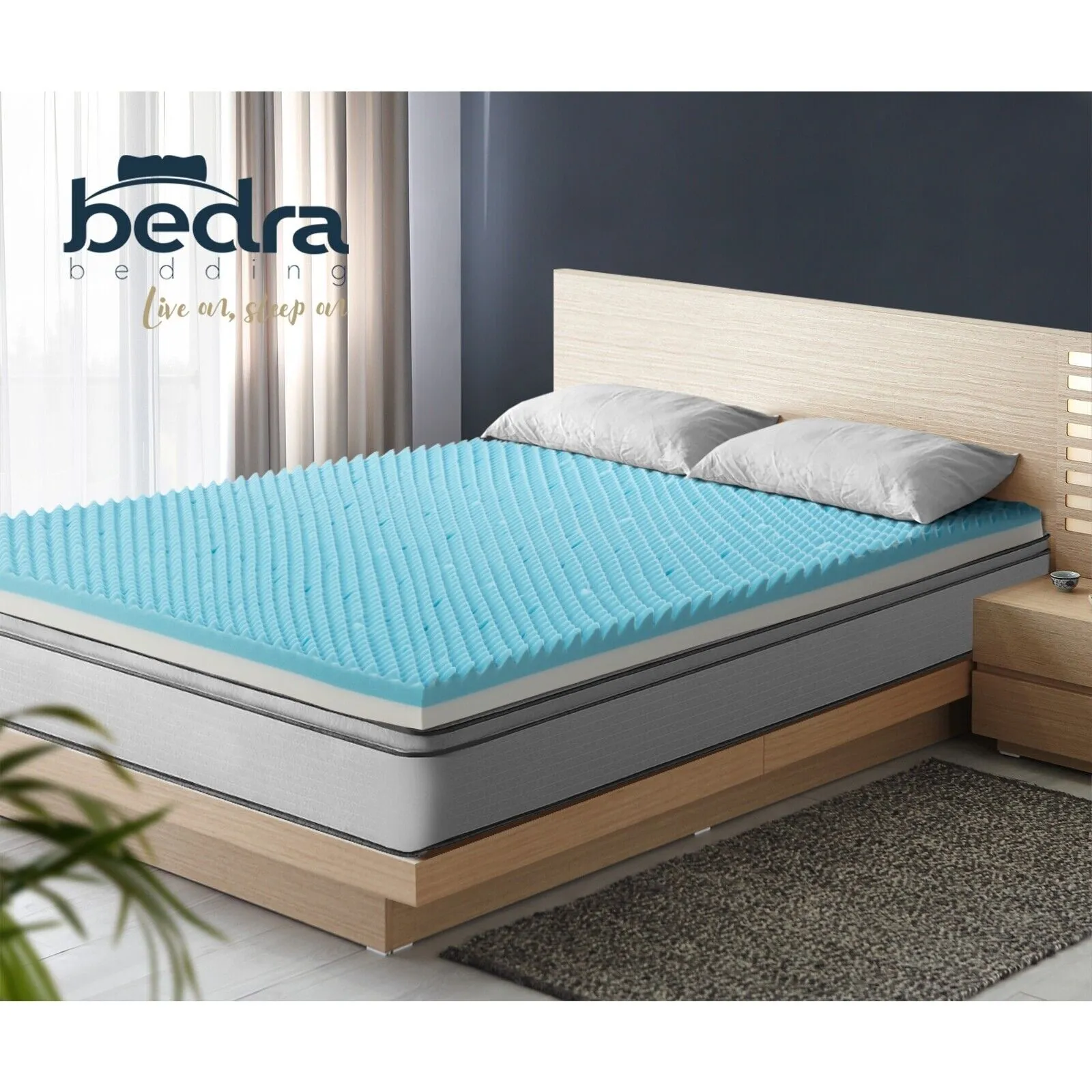 Bedra Memory Foam Mattress Topper Reversible Cool Gel Bed Mat 10cm King