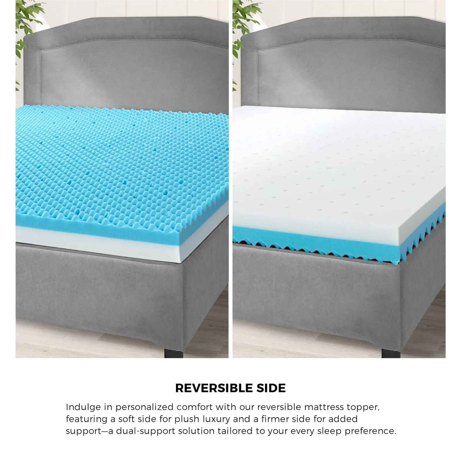 Bedra Memory Foam Mattress Topper Reversible Cool Gel Bed Mat 10cm King