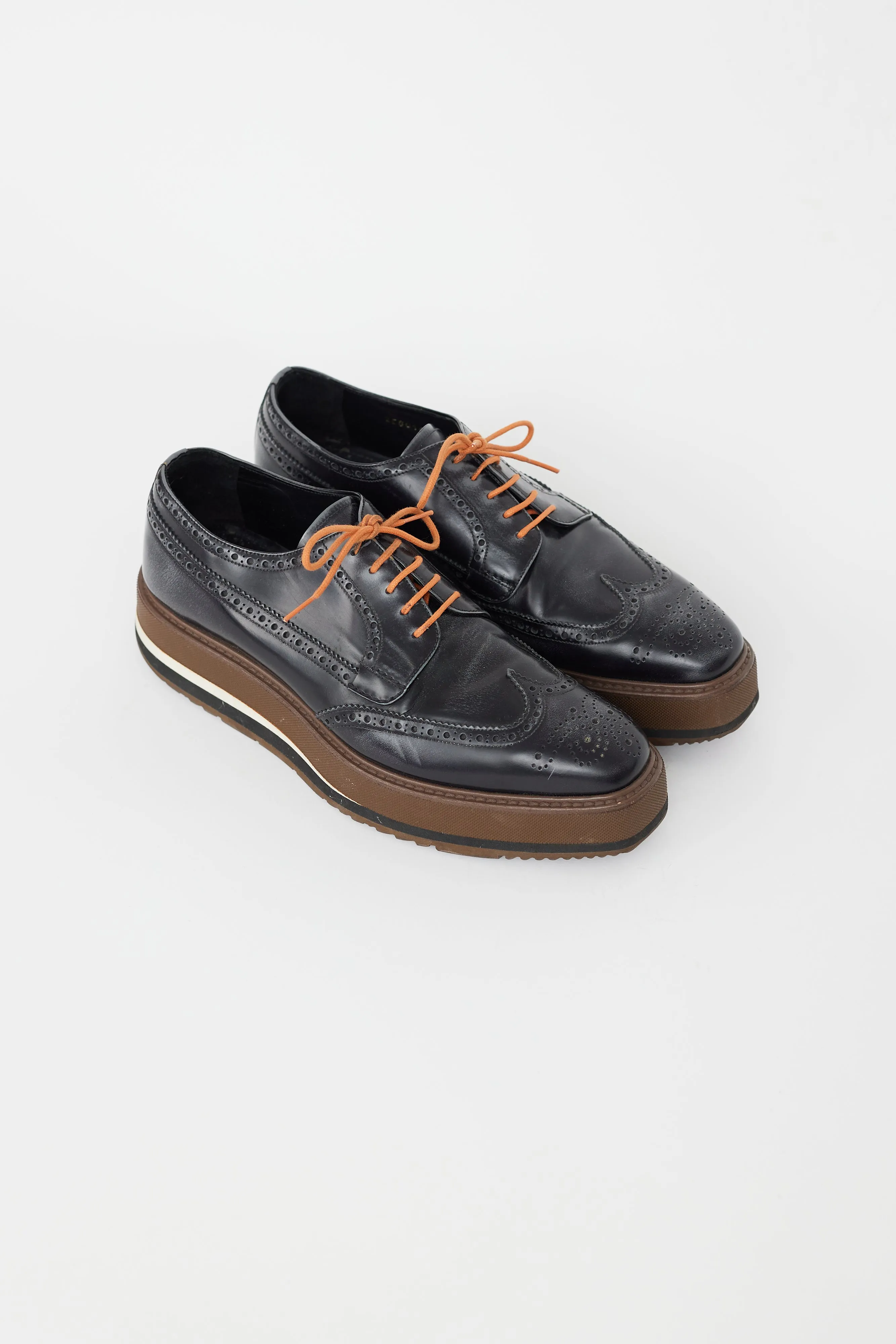 Black & Brown Leather Platform Brogue