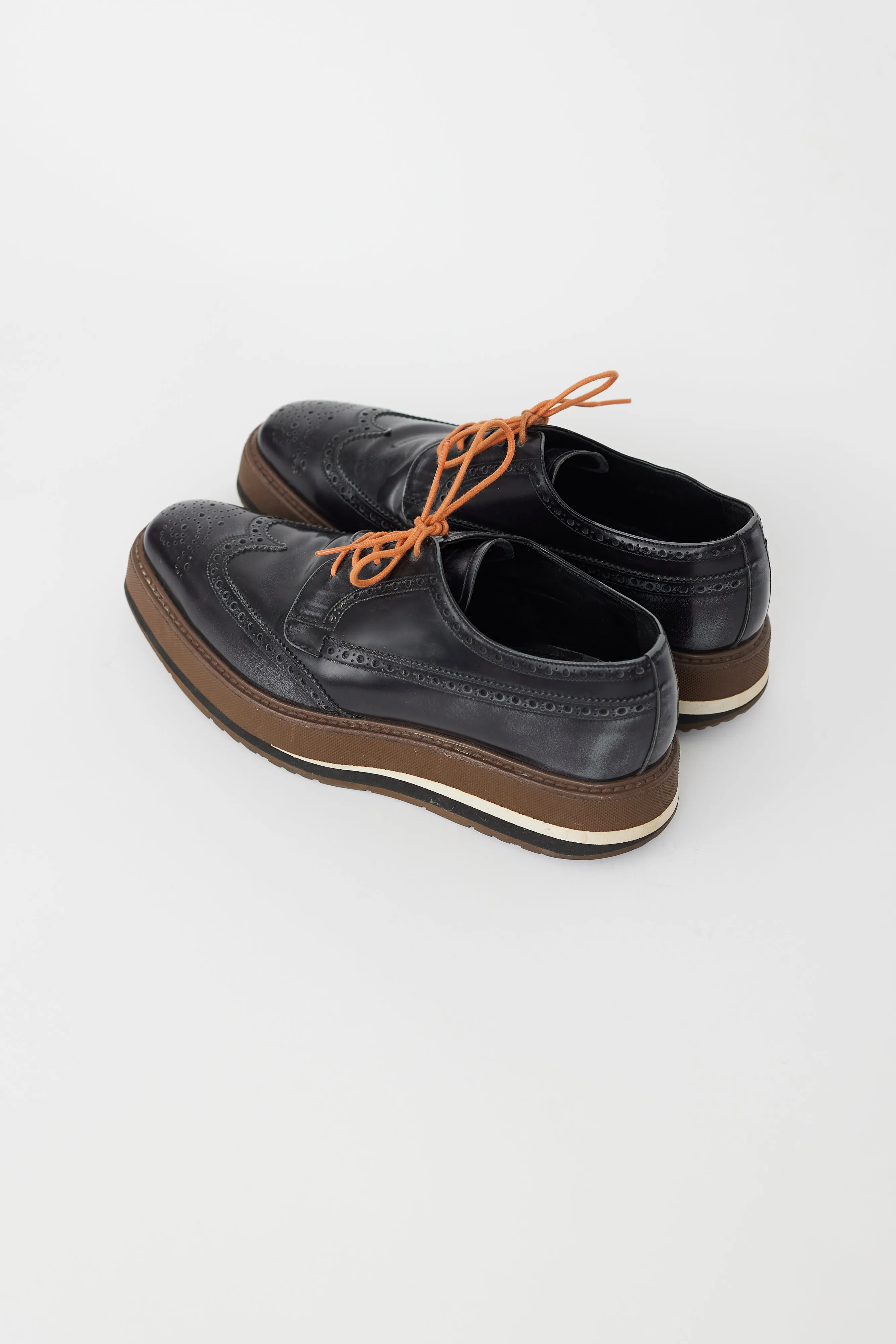 Black & Brown Leather Platform Brogue