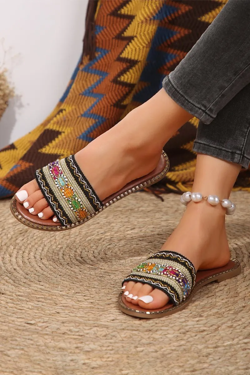 Boho Crochet Leather Beach Sandals