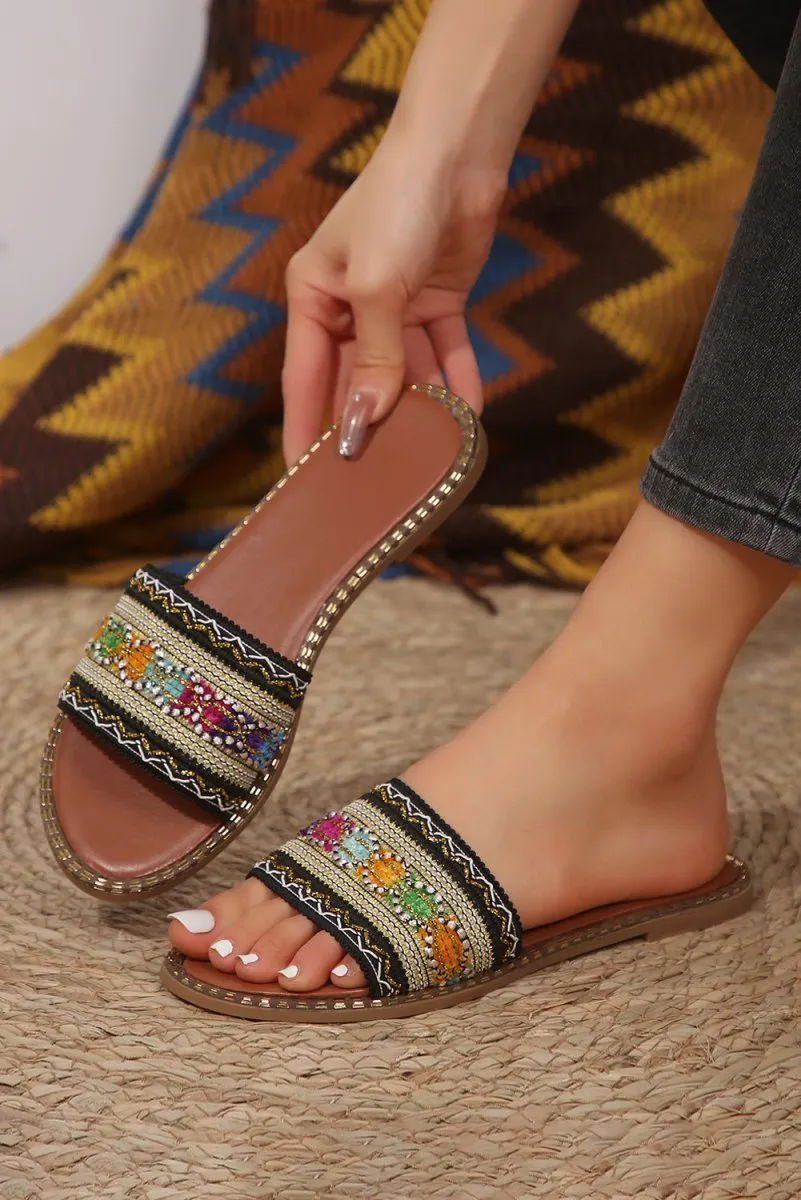 Boho Crochet Leather Beach Sandals