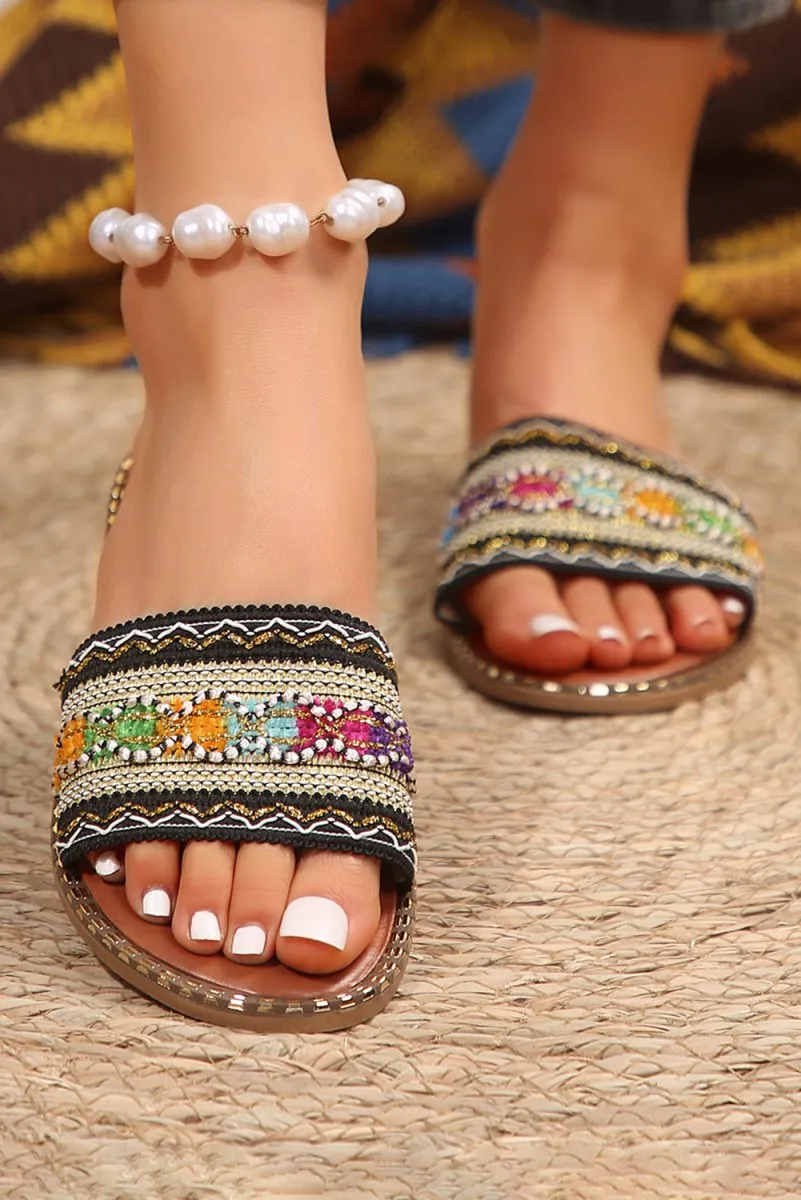 Boho Crochet Leather Beach Sandals