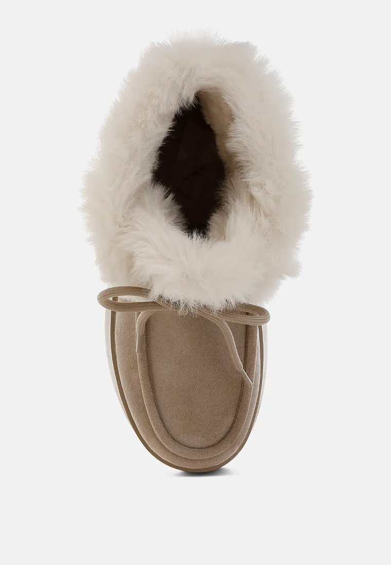 Bunting Faux Fur Collar Flatform Boots