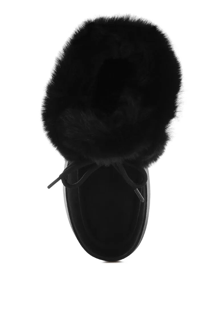 Bunting Faux Fur Collar Flatform Boots