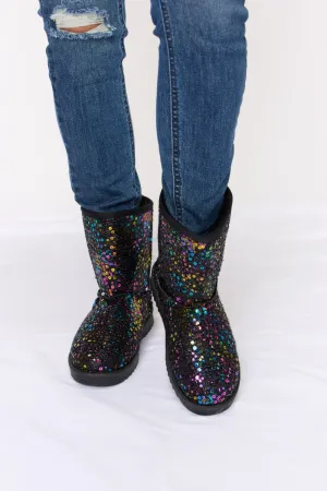 Cadence Sequin Thermal Flat Booties - Black Multi