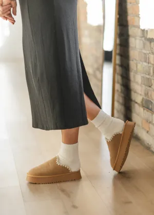 Crochet Edge Slip-on Sherpa Platform Slippers