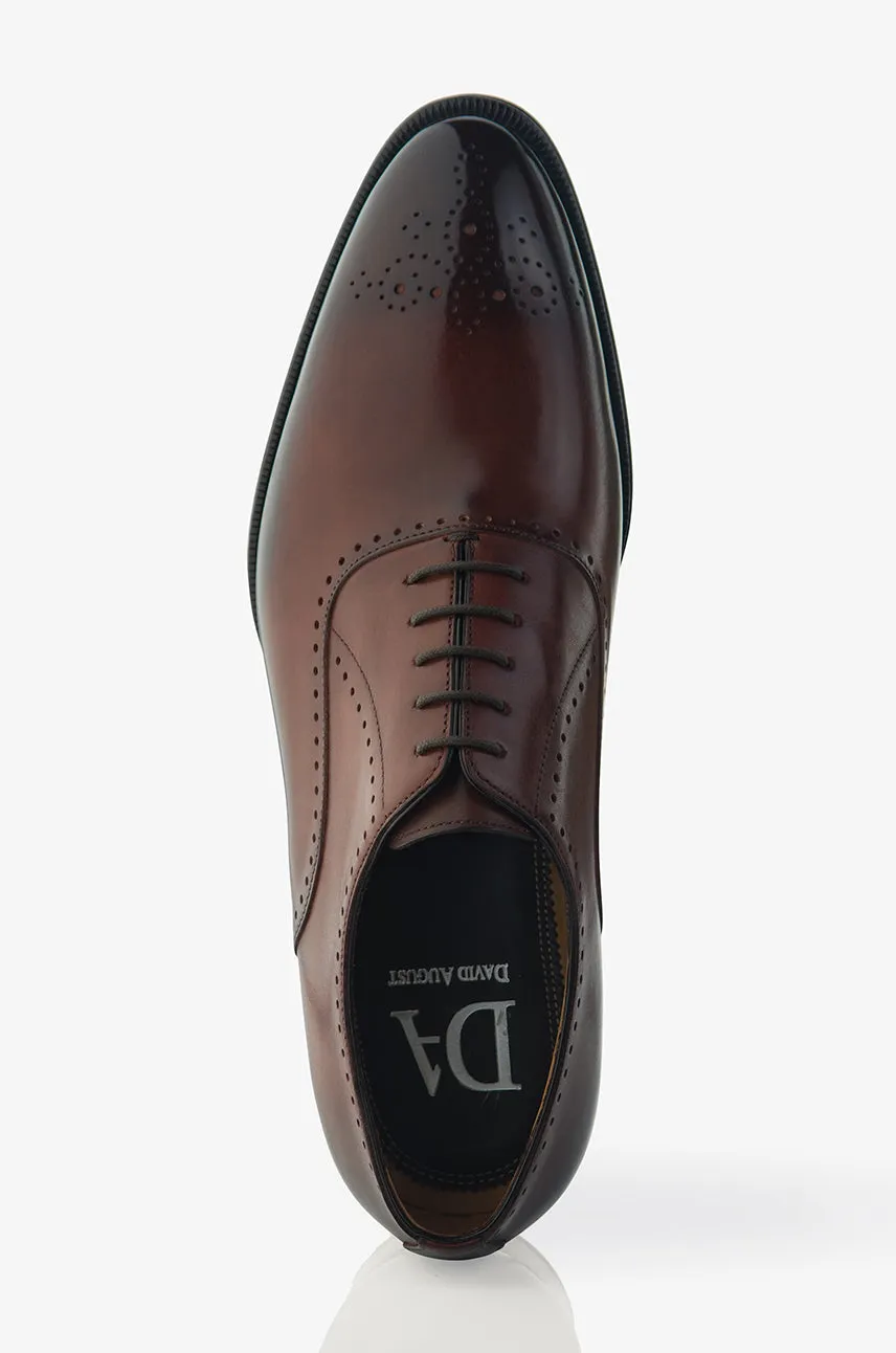 David August Leather Brogue Oxford in Marron Degrede