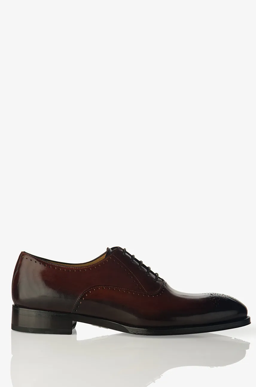 David August Leather Brogue Oxford in Marron Degrede