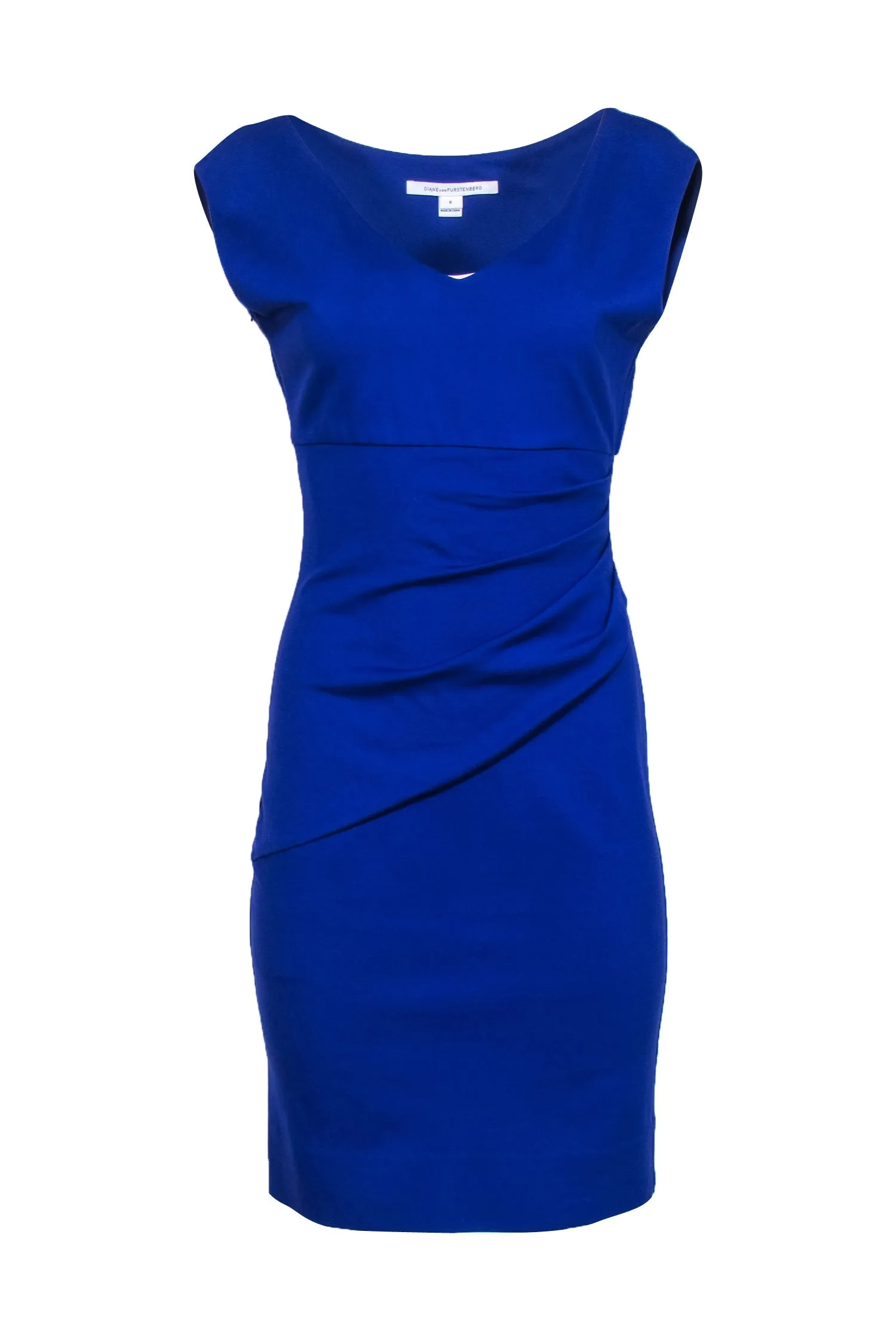 Diane von Furstenberg - Cobalt Fitted Sheath Dress w/ Gathered Waistline Sz 6