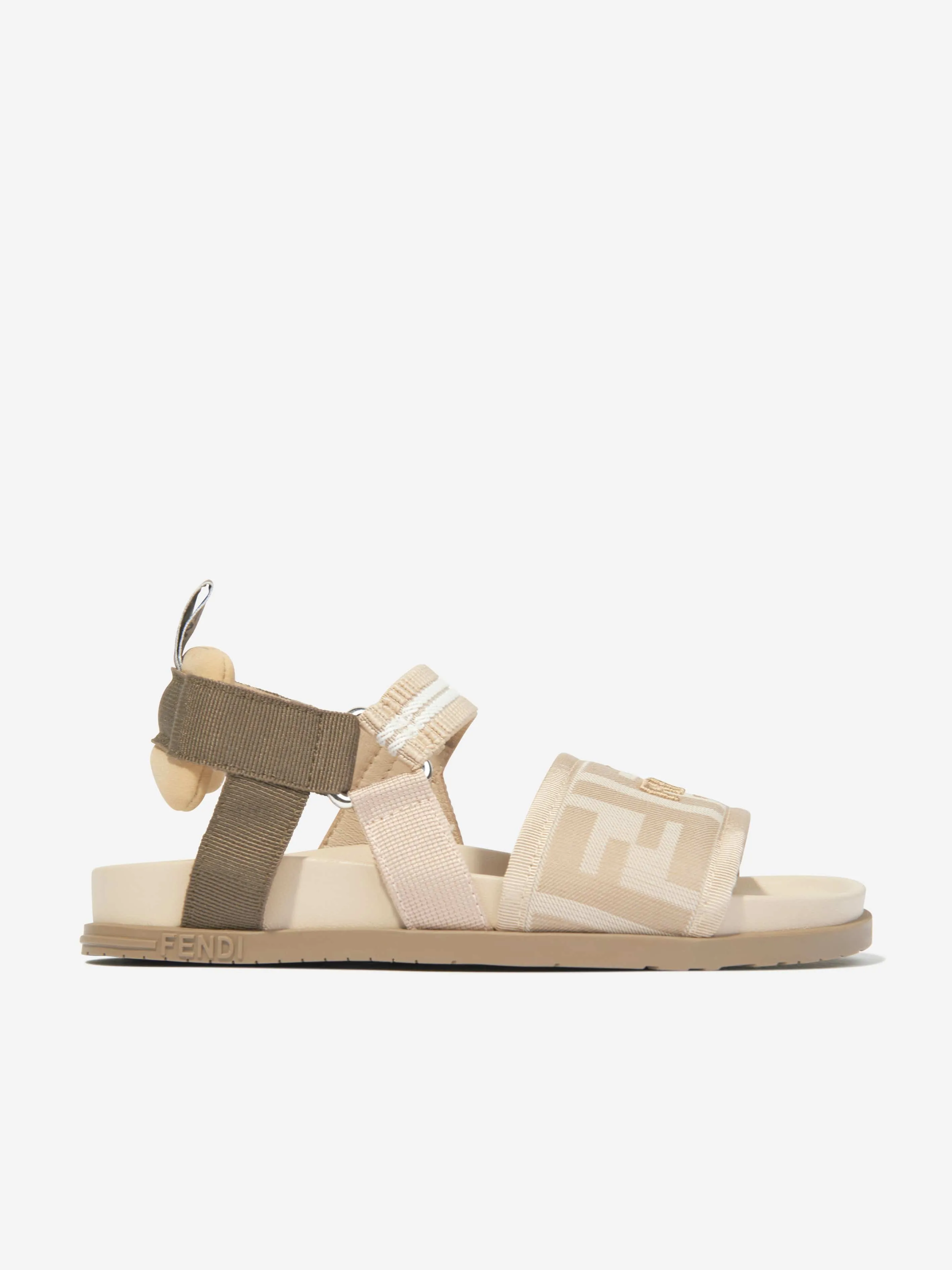 Fendi Girls FF Logo Sandals in Beige