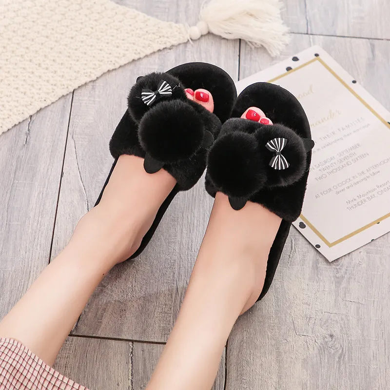 Flip Flops Cartoon Plush Slippers Home Cotton Slippers Women