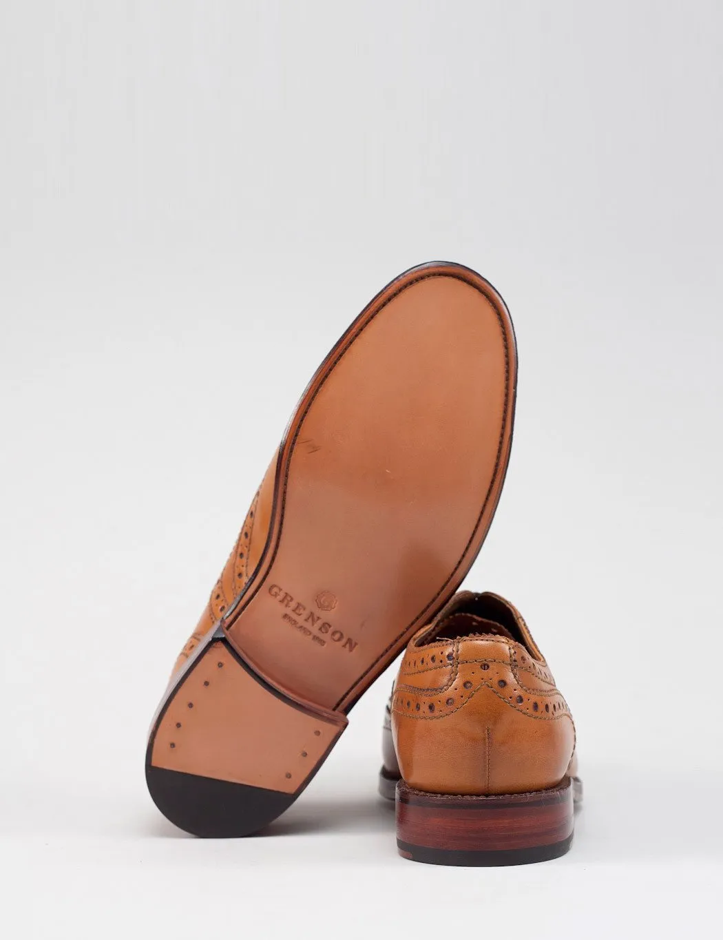 Grenson Stanley Calf Brogue Shoes - Tan