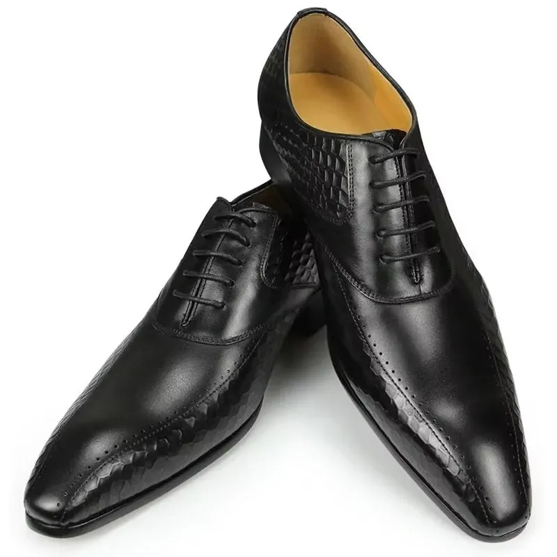 GroomLuxe Classy Brogue Leather Wedding Shoes