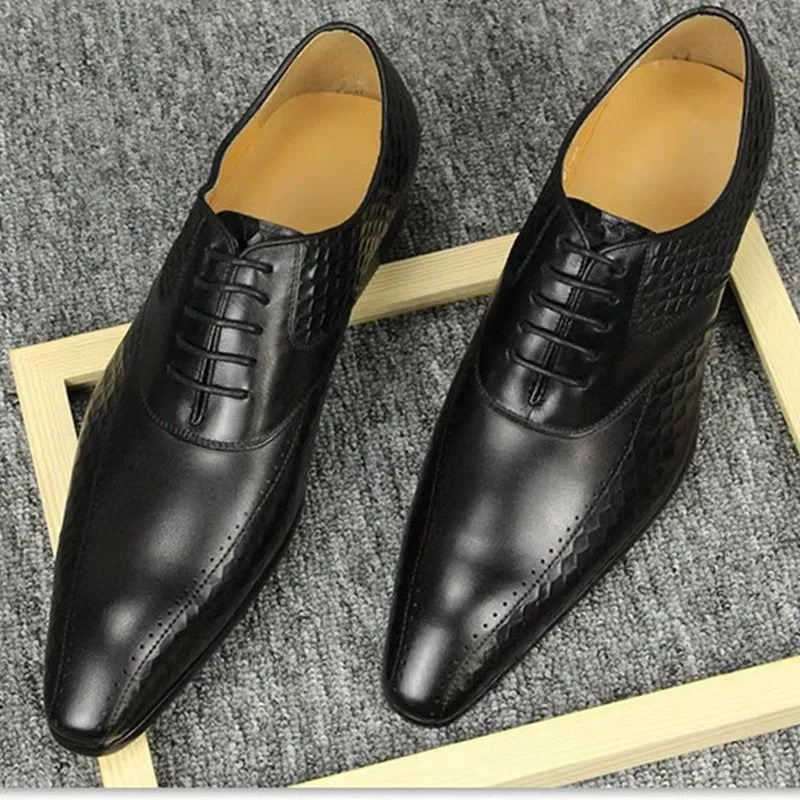 GroomLuxe Classy Brogue Leather Wedding Shoes