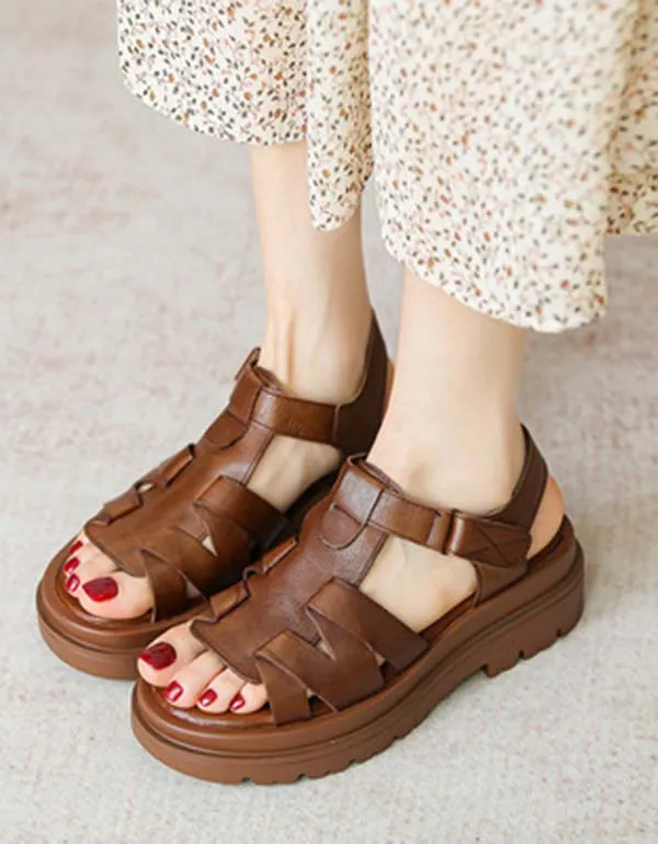 Handmade Vintage Open Toe Platform Sandals