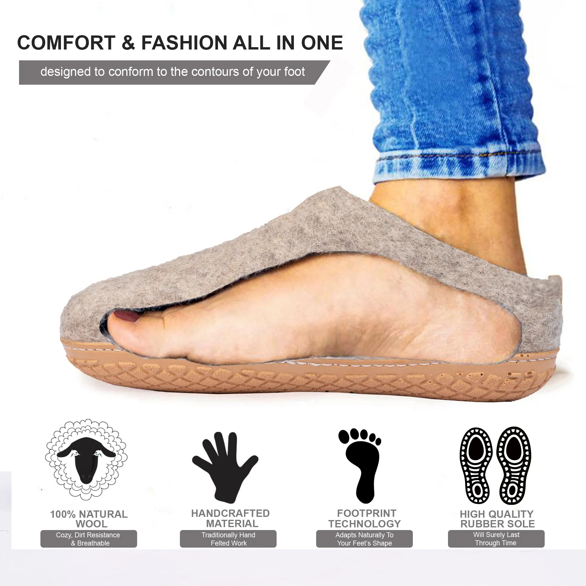 HaussimpleWool Unisex Wool Outdoor Slippers