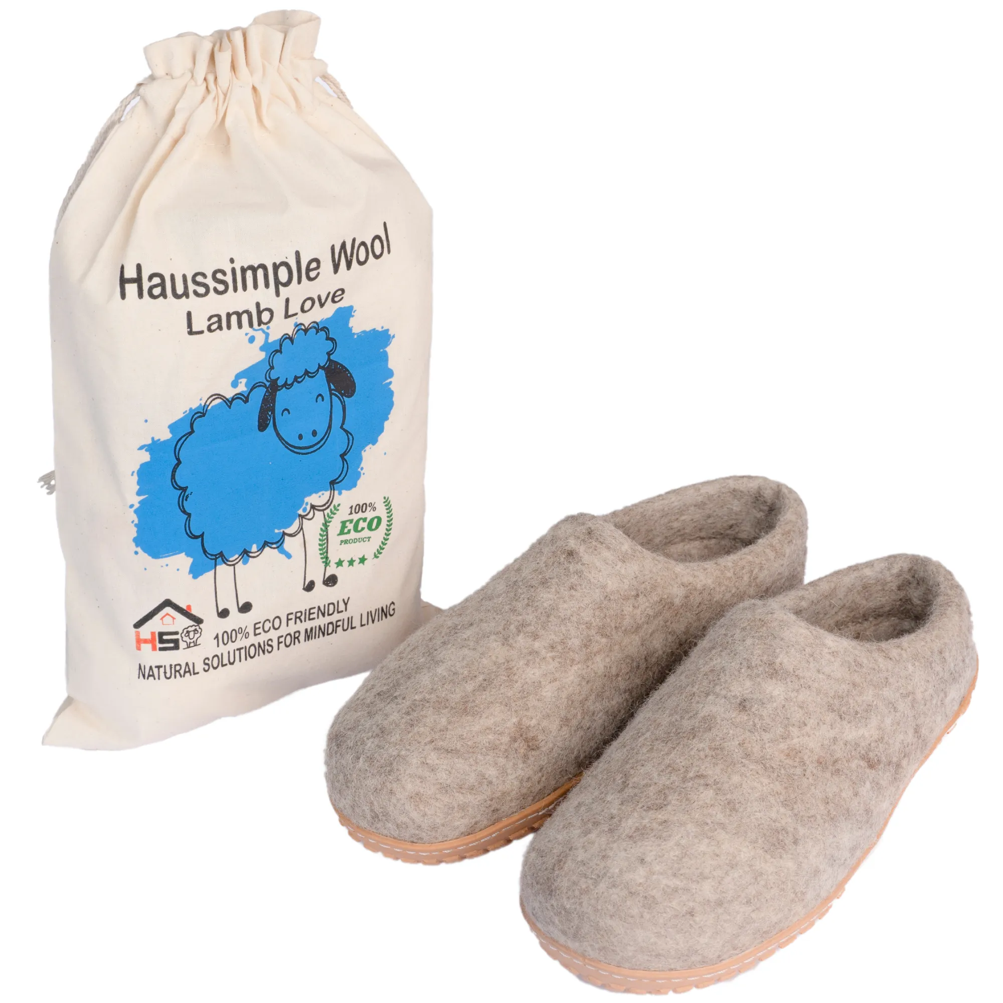 HaussimpleWool Unisex Wool Outdoor Slippers