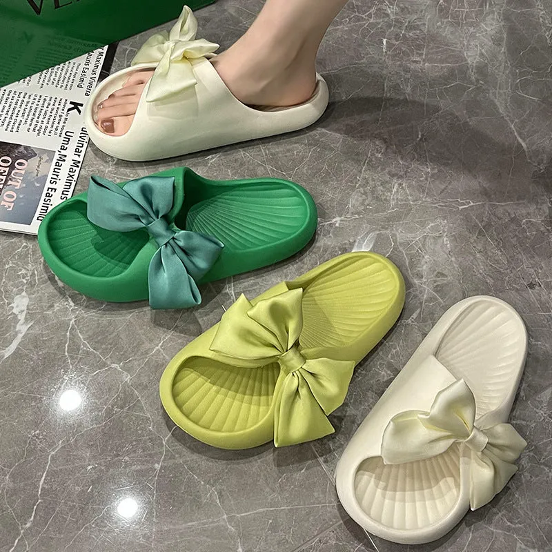 Internet celebrity bow girl heart slippers for women to wear style foreign trade soft-soled home non-slip summer sandals