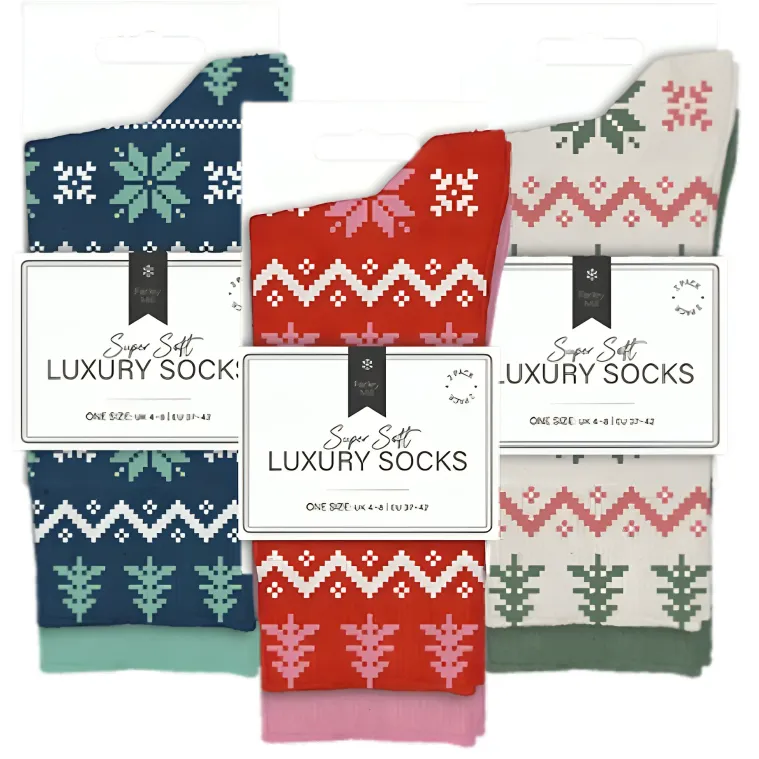 Ladies Christmas Luxury Socks, 2 Pack