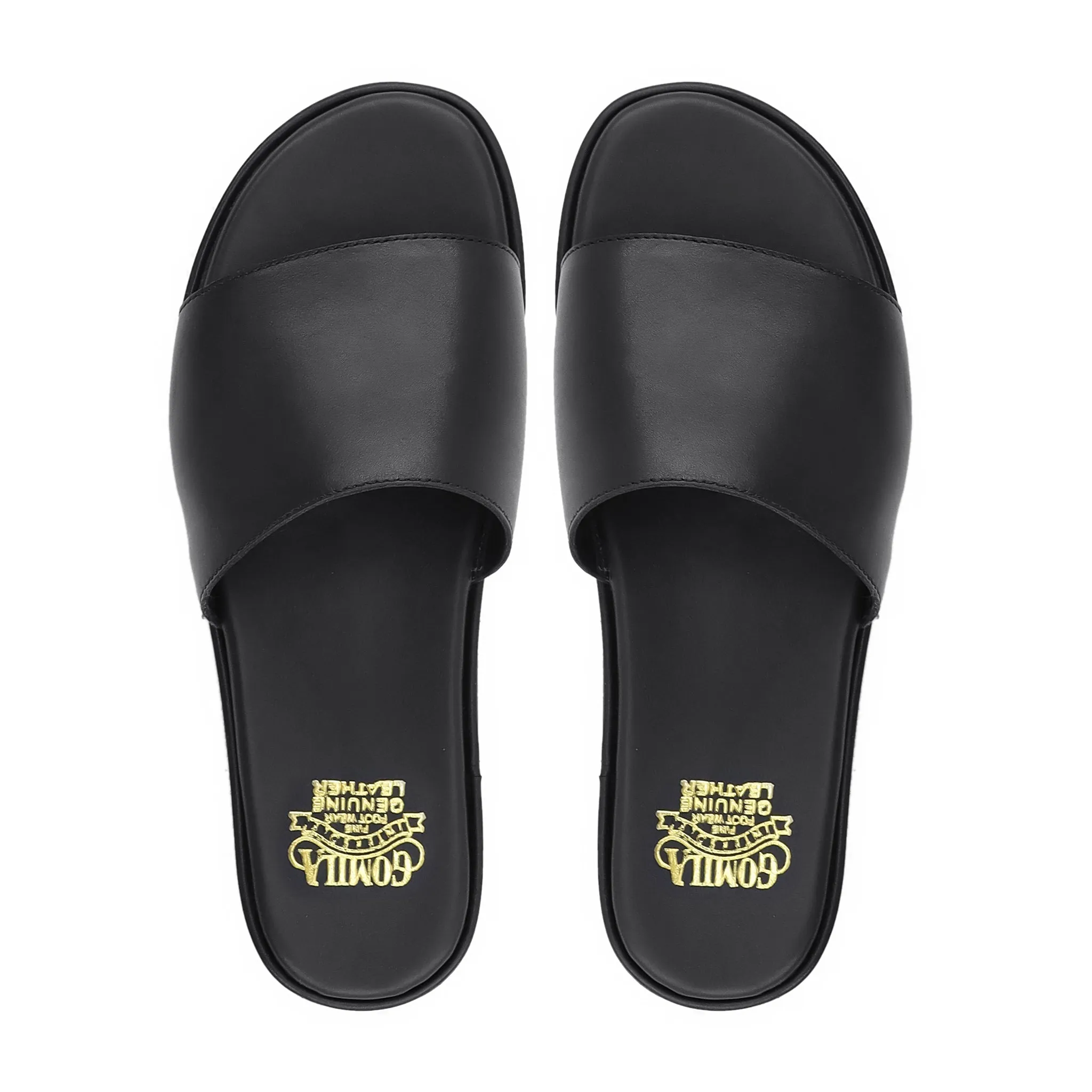 Lesley - Men's Black Calf Leather Slipper