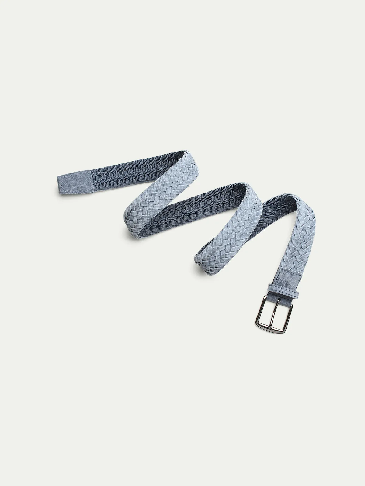 Light Blue Woven Suede Belt