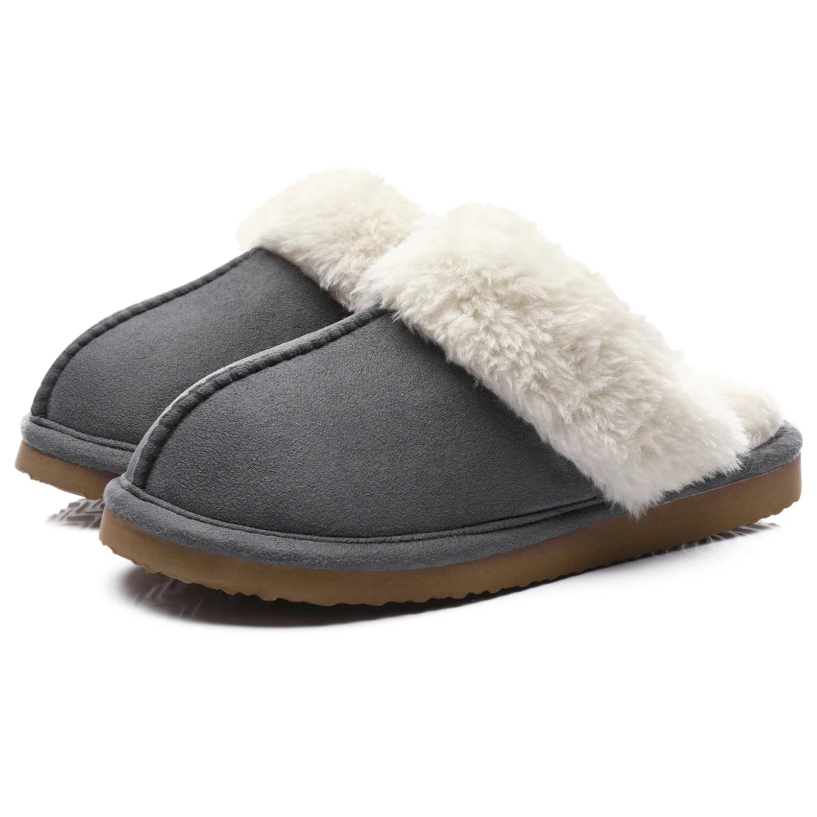 Litfun Winter Fur Slippers Women Men 2023 Home Suede Mules Short Plush Slippers New Fashion Indoor Warm Cozy Fuzzy Flats Slides