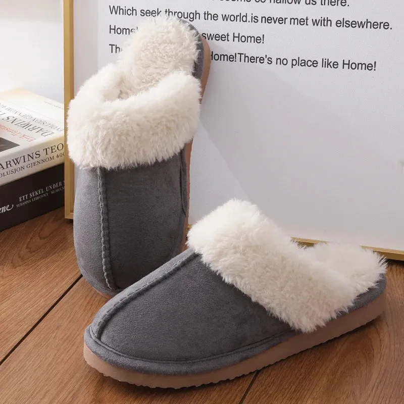 Litfun Winter Fur Slippers Women Men 2023 Home Suede Mules Short Plush Slippers New Fashion Indoor Warm Cozy Fuzzy Flats Slides