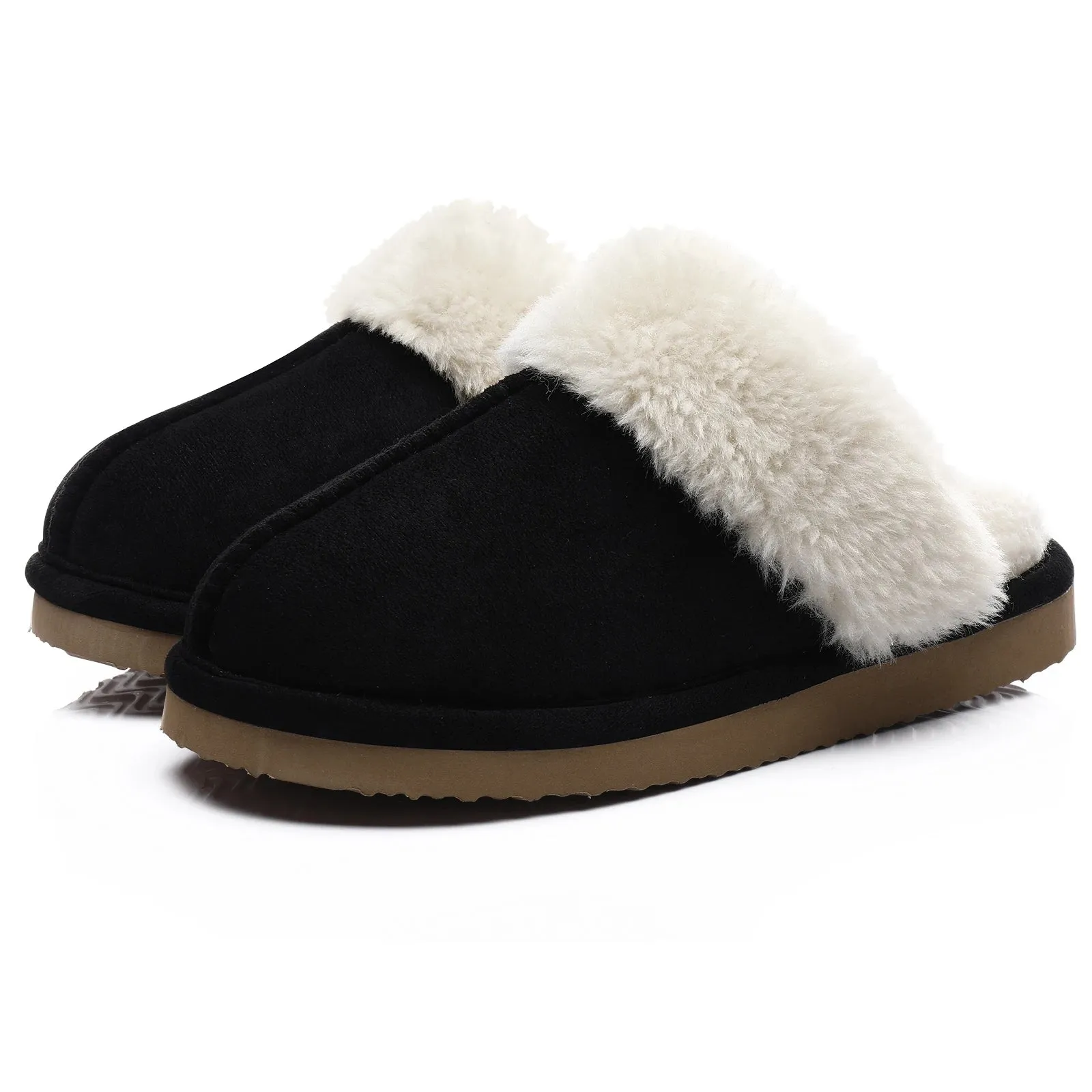 Litfun Winter Fur Slippers Women Men 2023 Home Suede Mules Short Plush Slippers New Fashion Indoor Warm Cozy Fuzzy Flats Slides