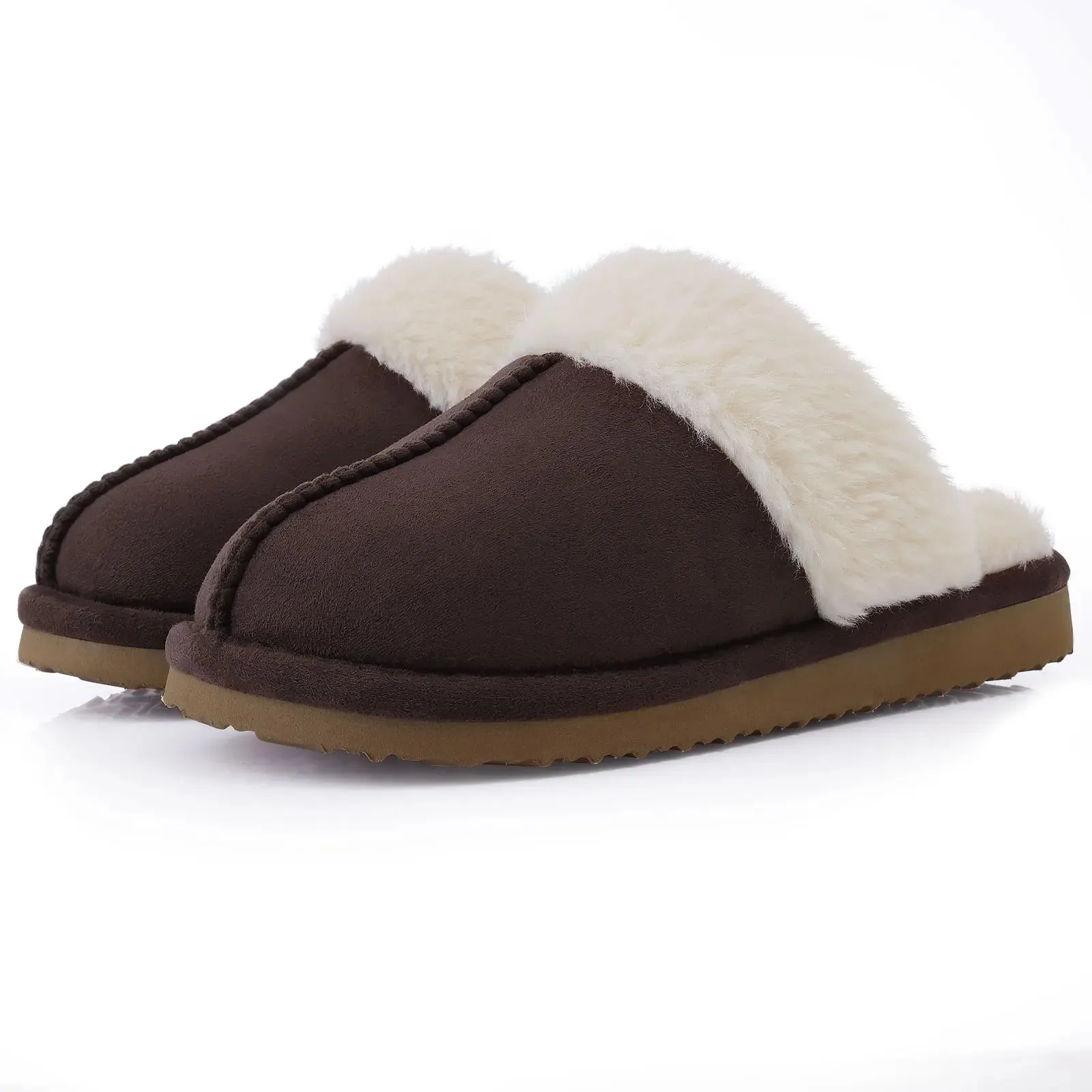 Litfun Winter Fur Slippers Women Men 2023 Home Suede Mules Short Plush Slippers New Fashion Indoor Warm Cozy Fuzzy Flats Slides