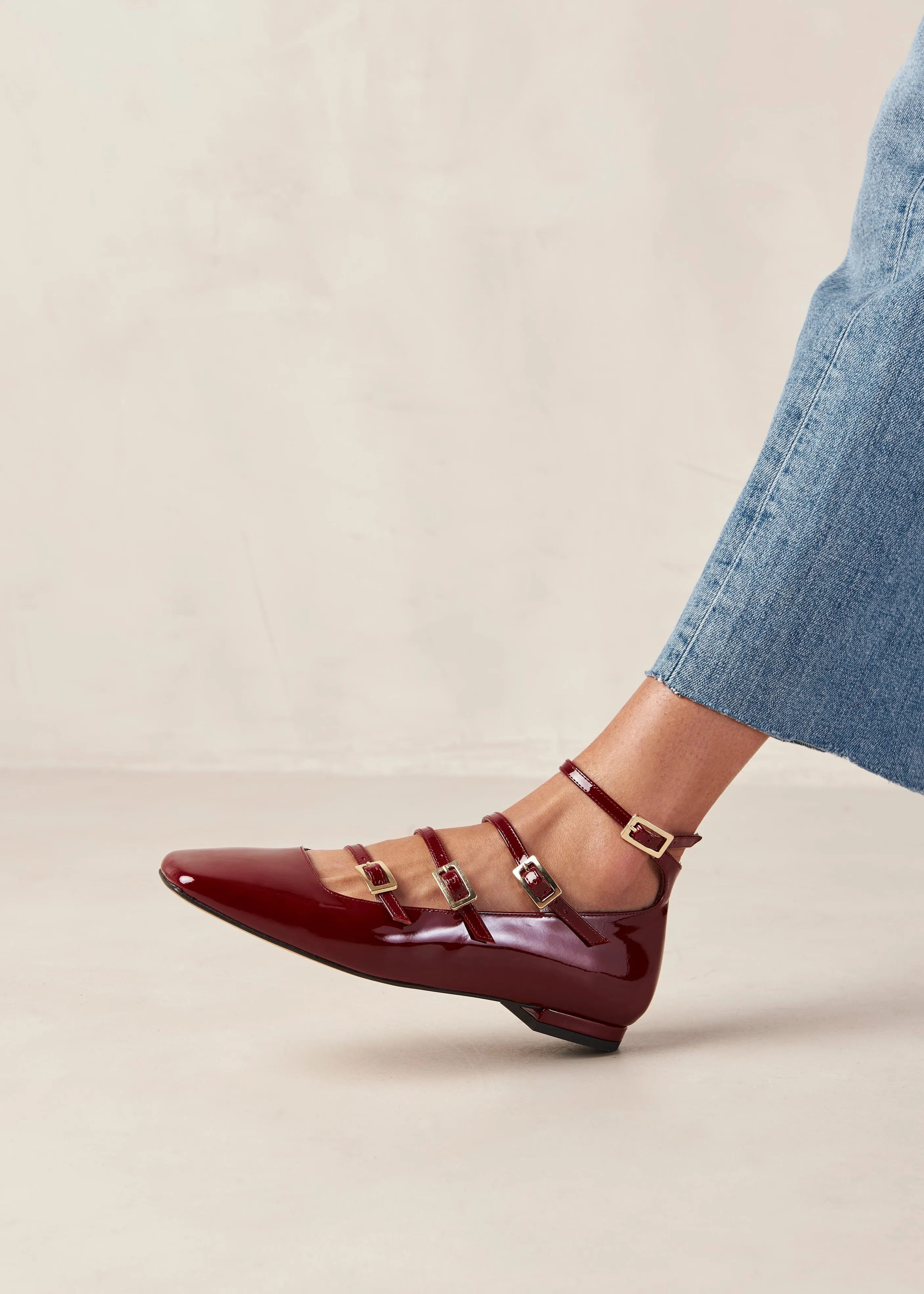 Luke Onix Wine Burgundy Leather Ballet Flats