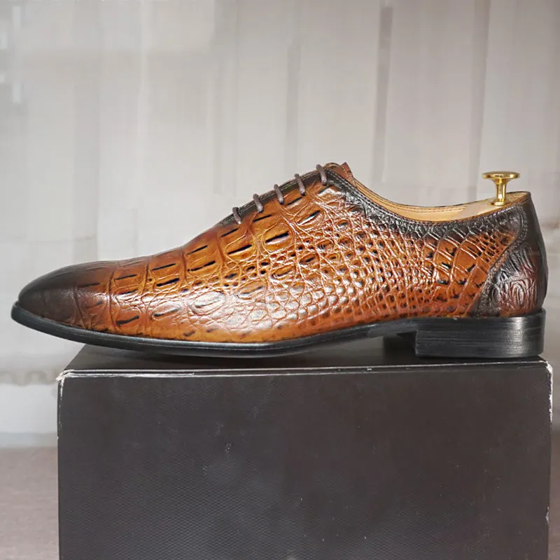 LuxCroco Style Genuine Leather Brogue Shoes