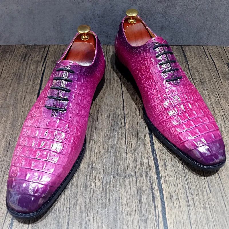 LuxCroco Style Genuine Leather Brogue Shoes