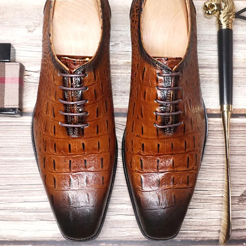 LuxCroco Style Genuine Leather Brogue Shoes