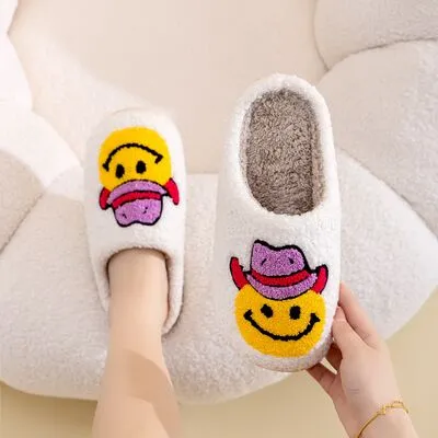 Melody Cowboy Smiley Face Slippers