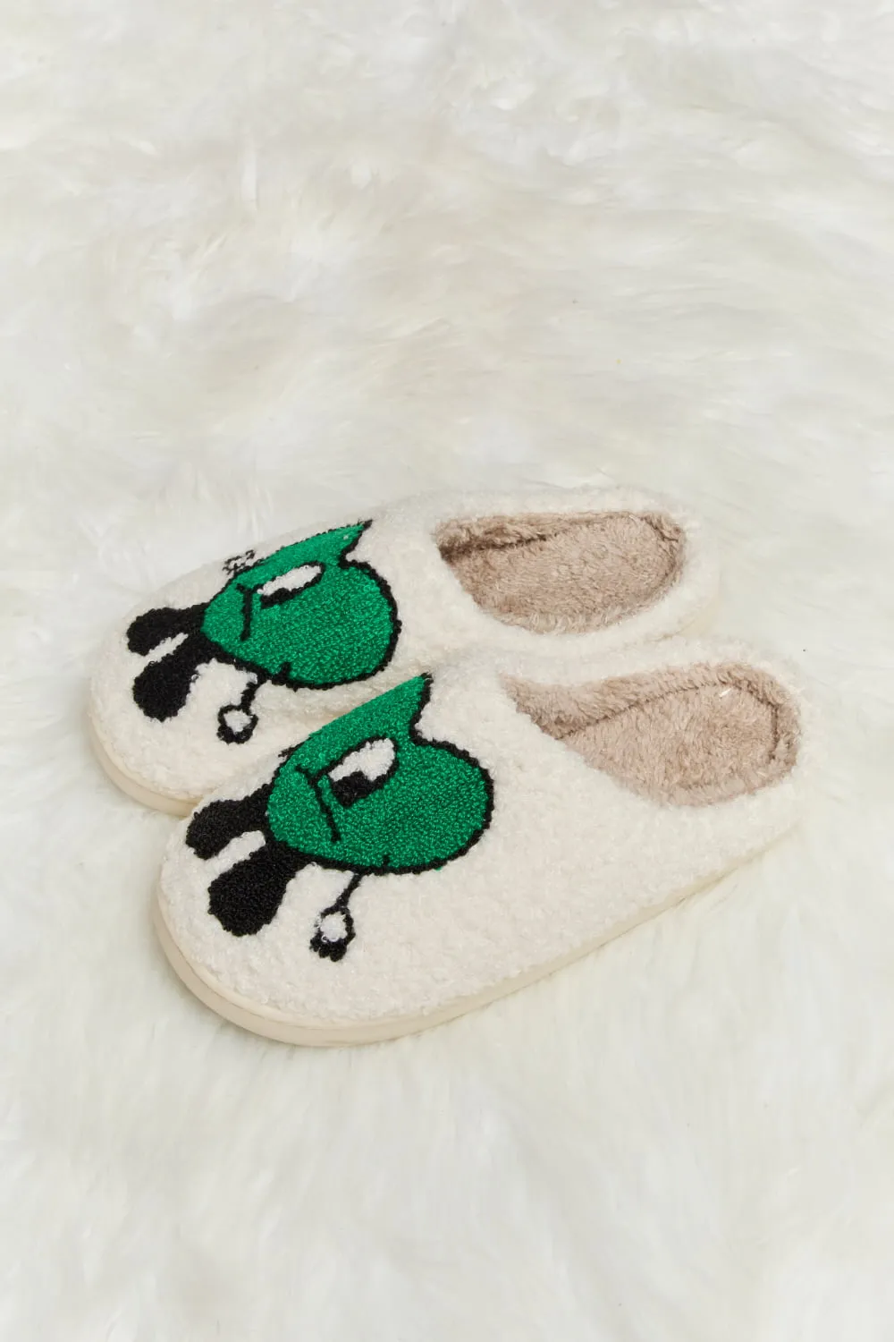 Melody Love Heart Print Plush Slippers