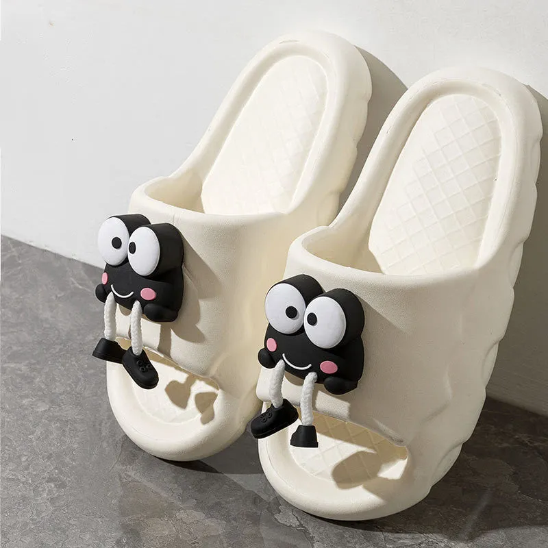 New Cartoon Frog Slippers Indoor Soft Soled Non-slip Floor Bathing Slipper For Women House Shoes Summer Couple Slippers