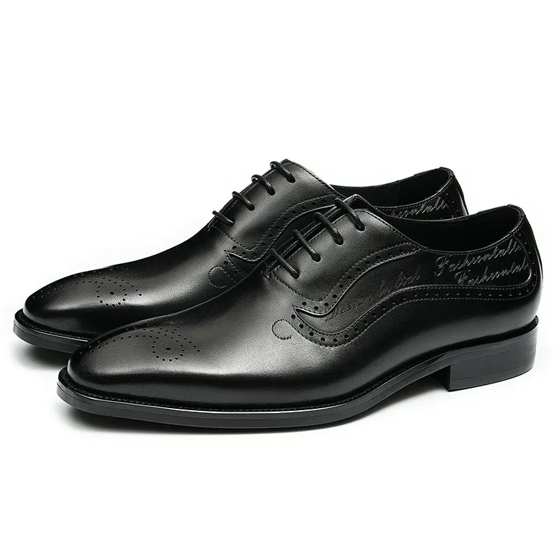 Opulent Carved Brogue Pointed Toe Lace-ups