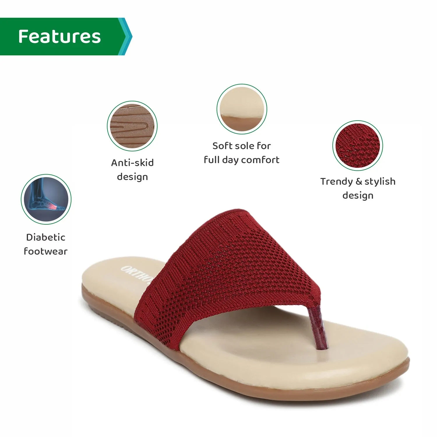 ORTHO JOY Fancy Comfortable flat sandals for women