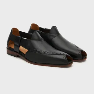 Peshauri Brogue | Black Leather