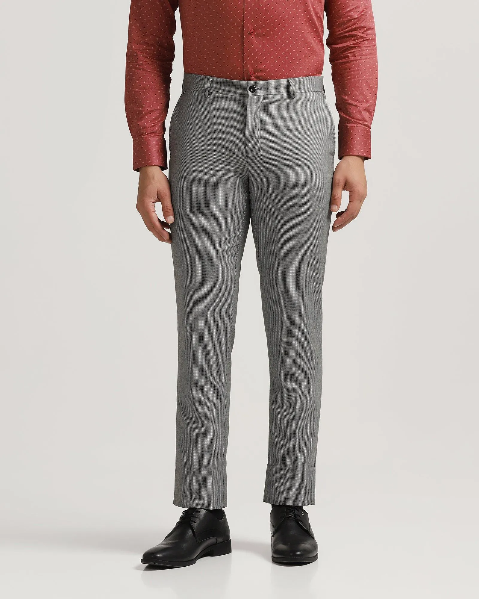 Slim fit B-91 Formal Grey Textured Trouser - Hoop