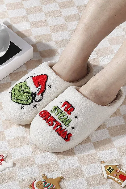 Soft Plush Mushroom Heart Rainbow Slippers