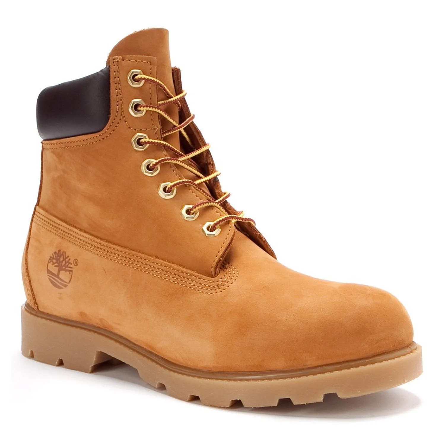 Timberland Mens 6-Inch Basic Waterproof Boot with Padded Collar - Wheat Nubuck