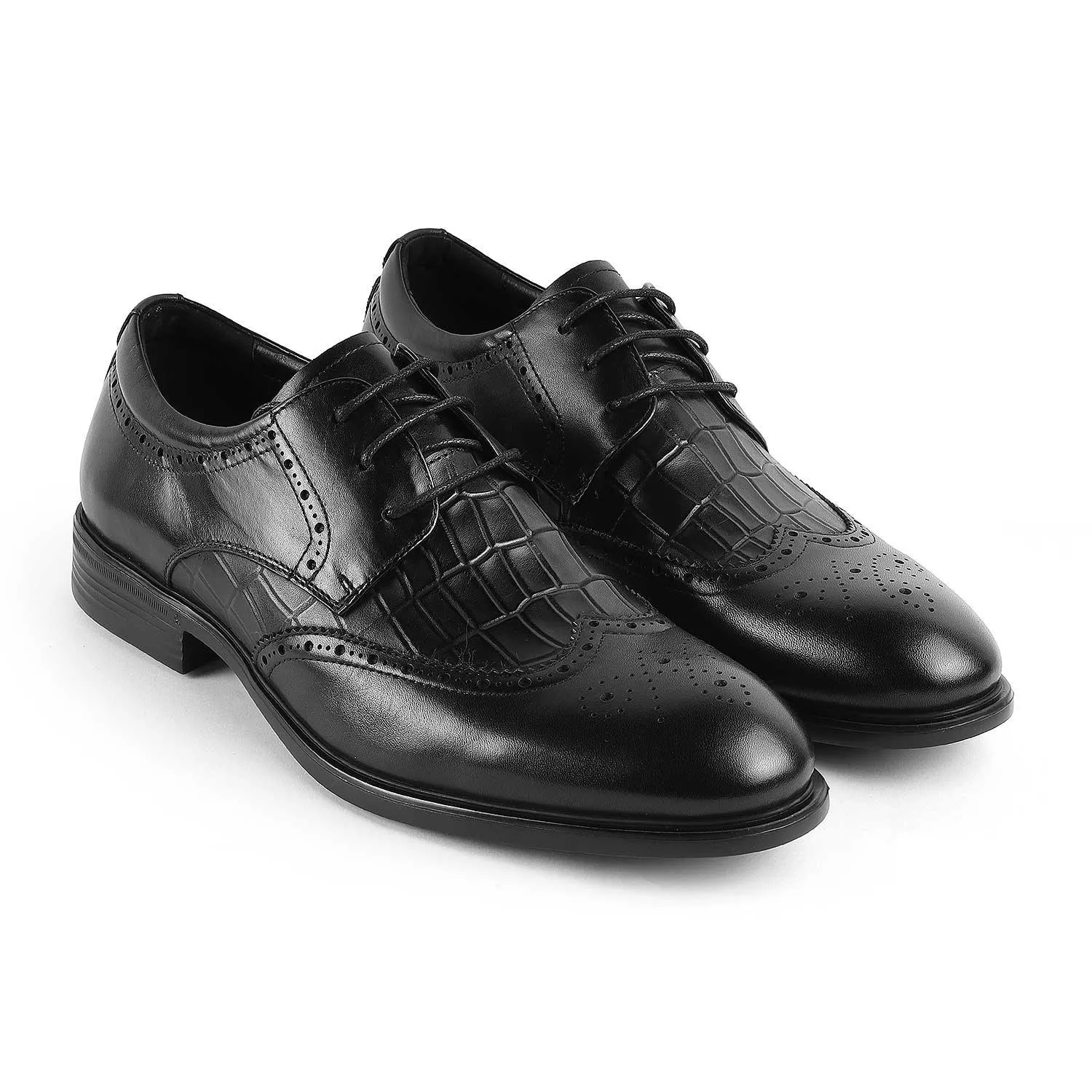 Tresmode Cent Black Men's Oxford Brogue Lace Ups