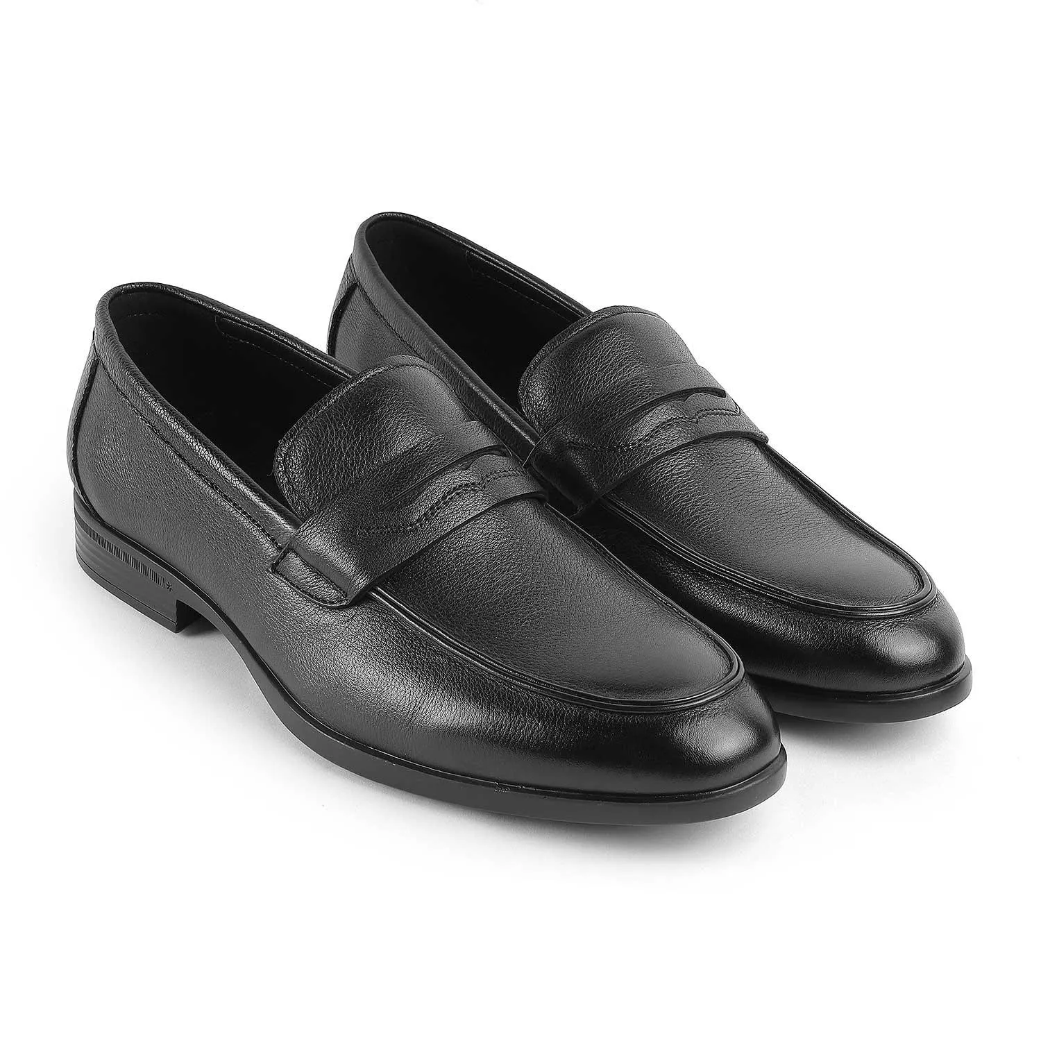 Tresmode Yesi Black Men's Leather Penny Loafers