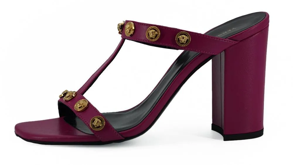 Versace Purple Calf Leather High Heel Sandals