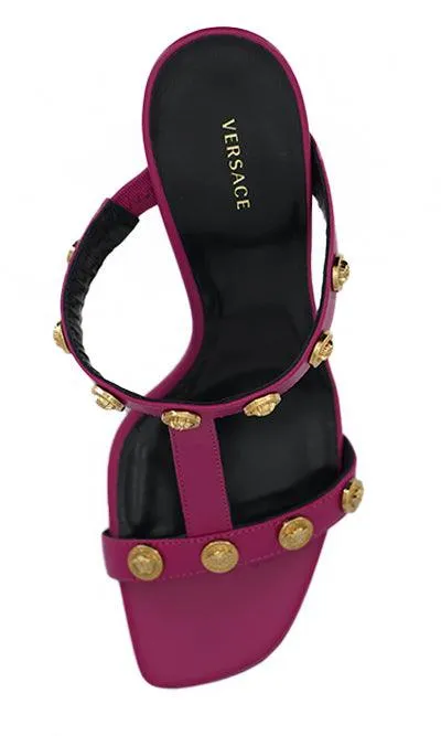 Versace Purple Calf Leather High Heel Sandals